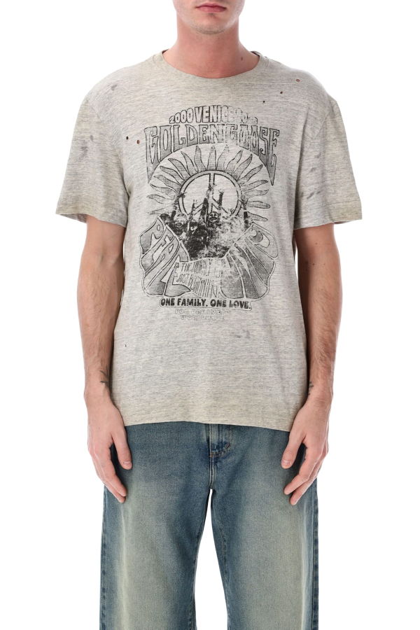 Golden Goose Vintage Print Cotton T-Shirt - Grey Melange