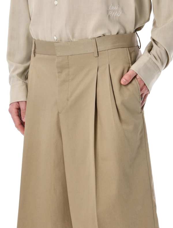 Ami Alexandre Mattiussi Ami Paris Cotton Wide Bermuda Shorts - Beige