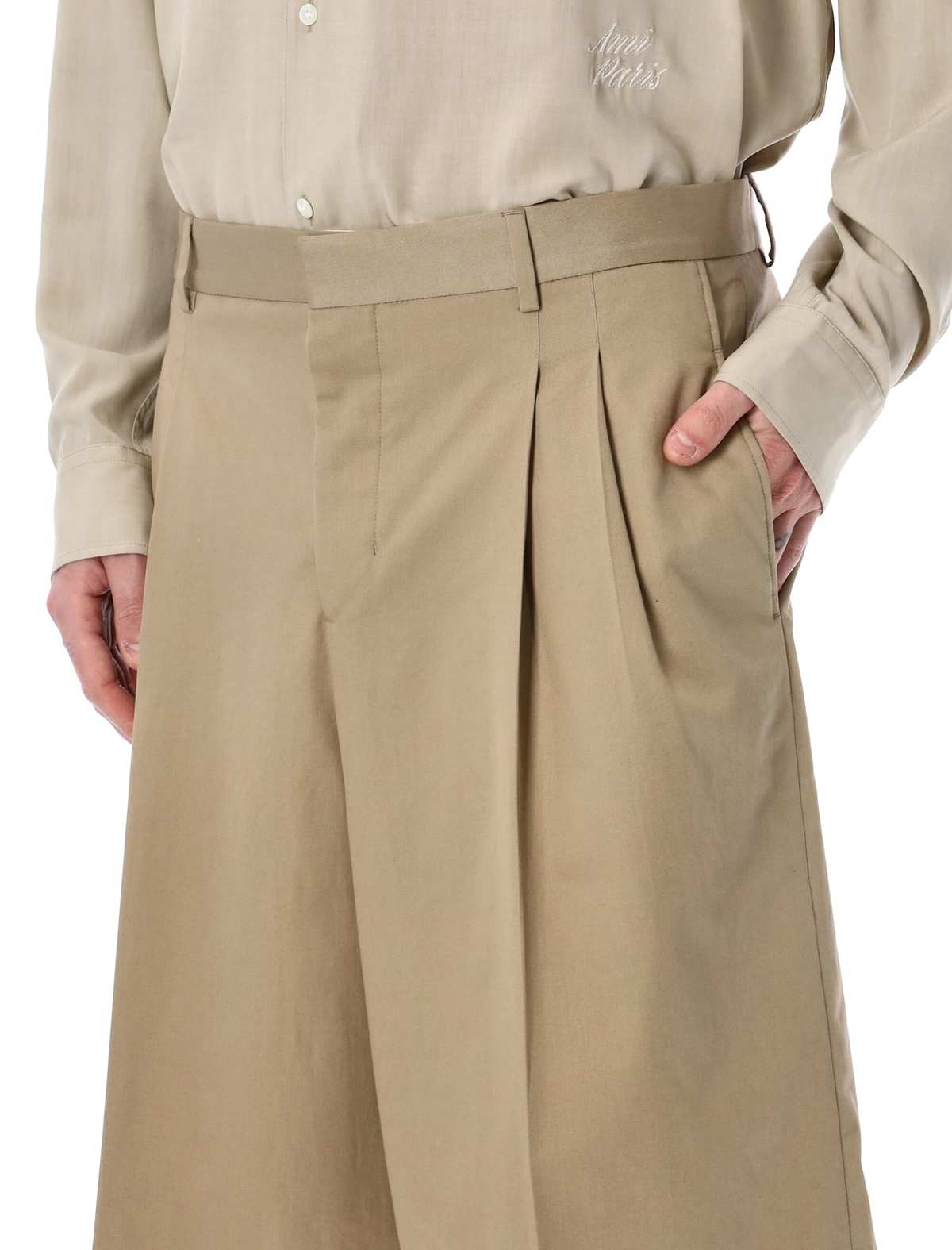 Ami Alexandre Mattiussi Ami Paris Cotton Wide Bermuda Shorts - Beige - Image 3 of 3