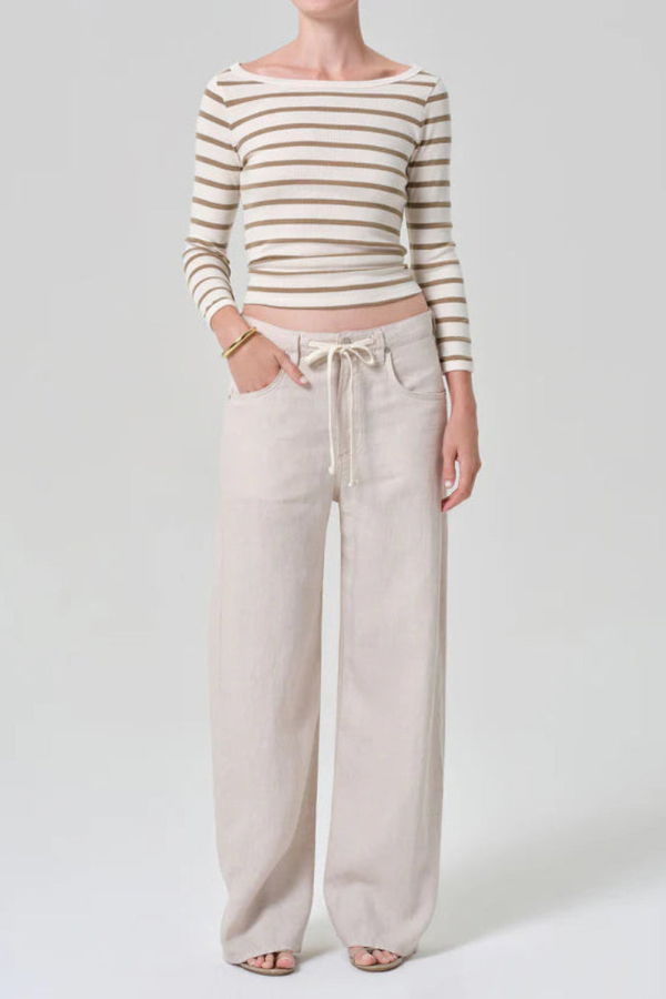Citizens of Humanity Brynn Drawstring Linen Trouser - Pale Stone