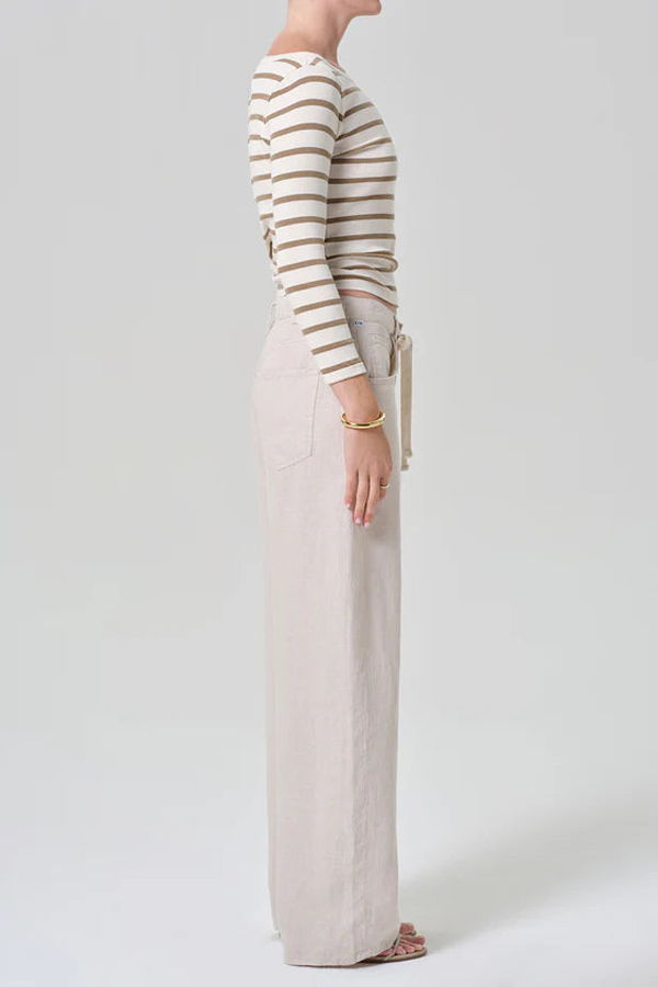 Citizens of Humanity Brynn Drawstring Linen Trouser - Pale Stone