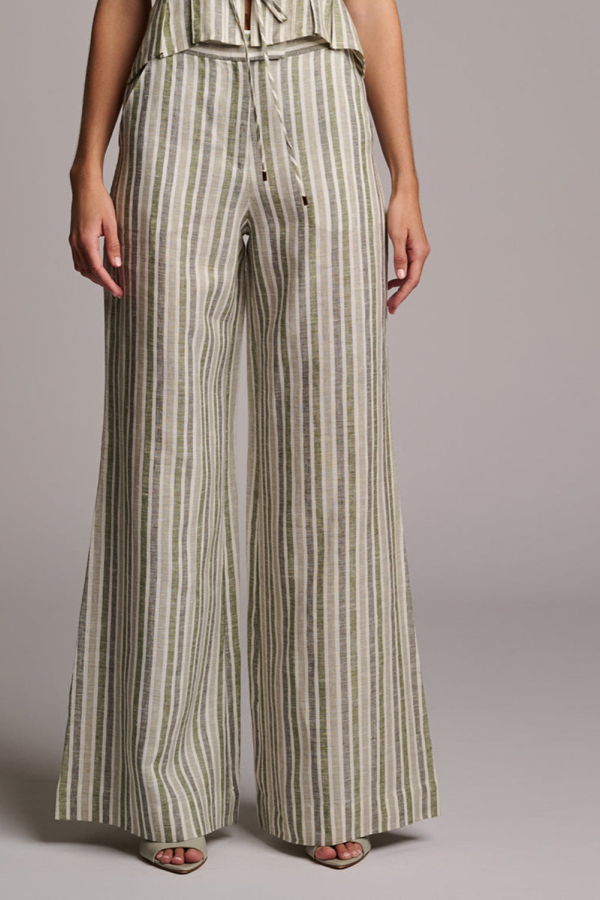 Hevron Capri Pant - Sage Stripe