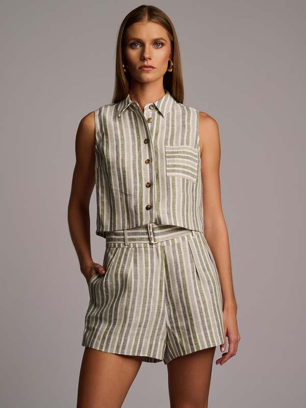 Hevron Zinna Short - Sage Stripe