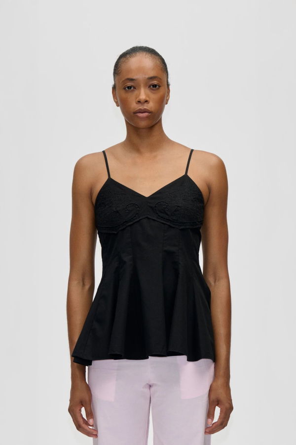 Stine Goya Embroidered Bustier Top - Black