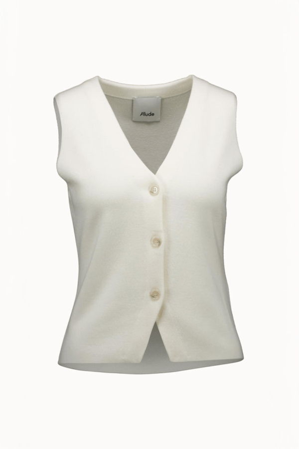 Allude Knit Vest - White