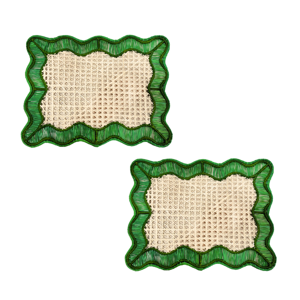 Coro Cora S/2 Wavy Rectangular Placemats - Green/Dark Green Coro Cora S/2 Wavy Rectangular Placemats - Green/Dark Green