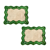 Coro Cora S/2 Wavy Rectangular Placemats - Green/Dark Green - Thumbnail 1