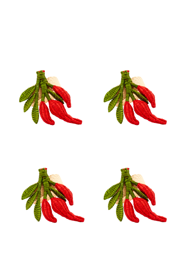 Coro Cora S/4 Red Chili Pepper Napkin Rings