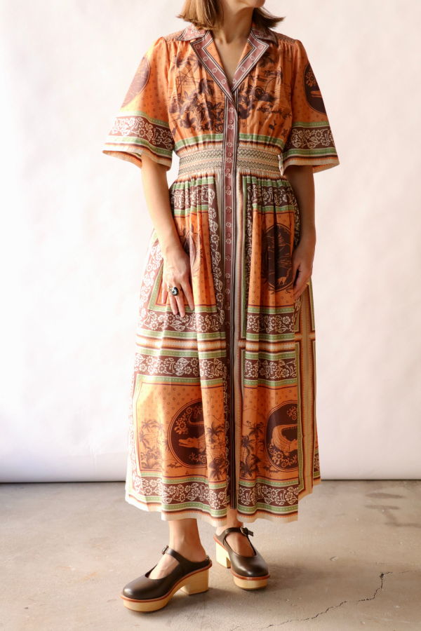 ALÉMAIS Alberta Smocked Shirtdress Dress