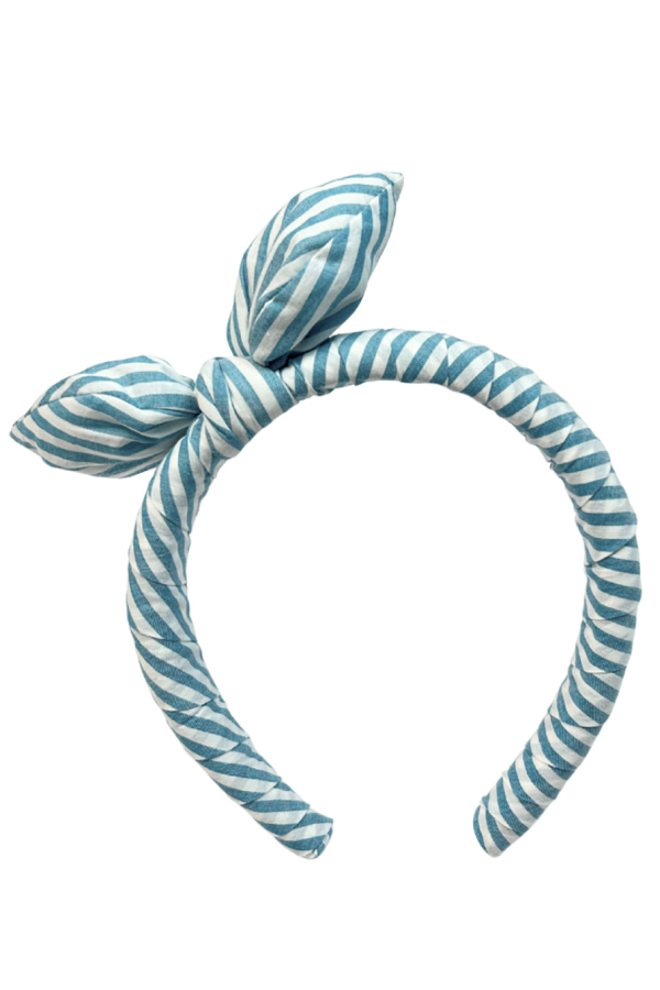 KIDS Tia Cibani Laurel Bow Headband - Reef Blue Stripes