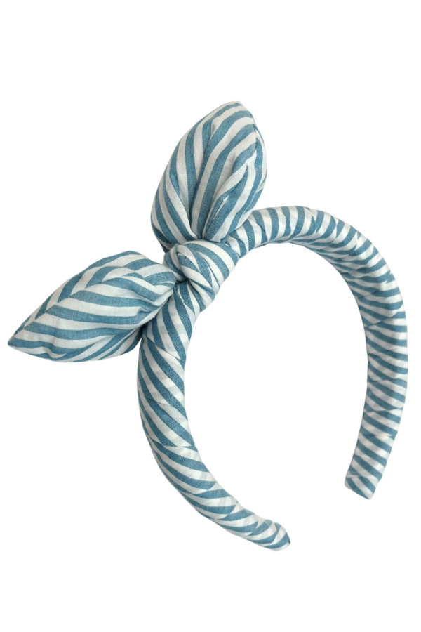 KIDS Tia Cibani Laurel Bow Headband - Reef Blue Stripes