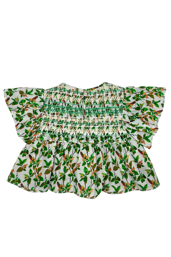 KIDS Tia Cibani Baby Sofia Palm Mix Smocked Blouse - Green
