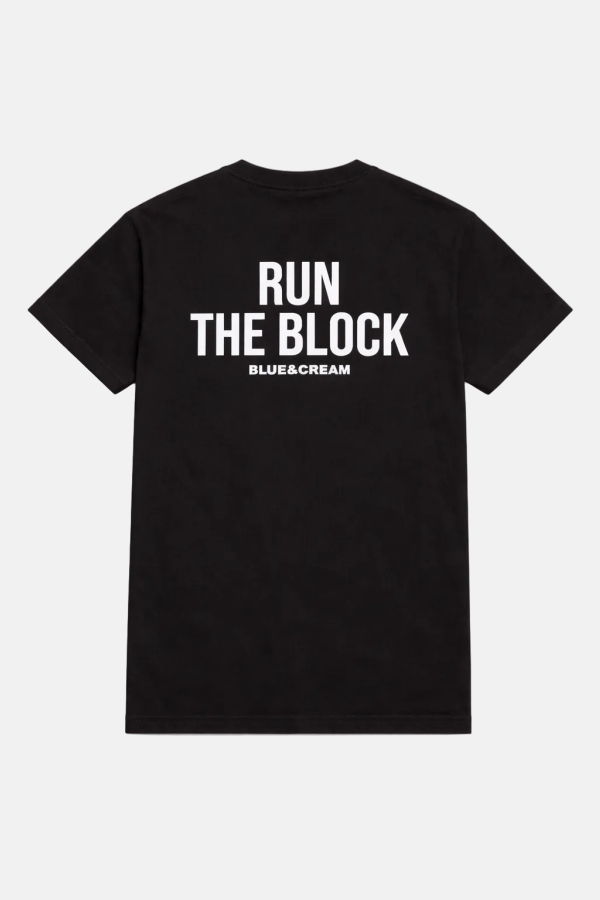 Blue&Cream Bleecker Street Run The Block Tee - Black w/ White Font