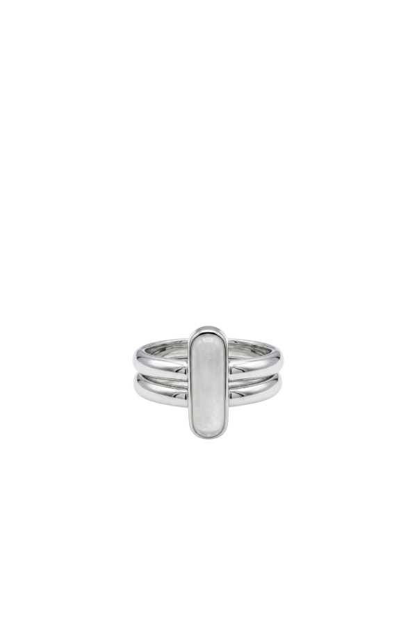 seree Infinity Duo Bar Ring in White Hanbai Jade