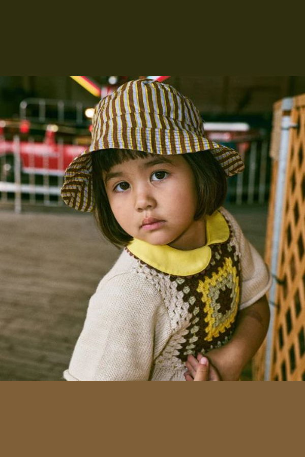 KIDS Misha & Puff Bucket Hat - Cola Painterly Stripe