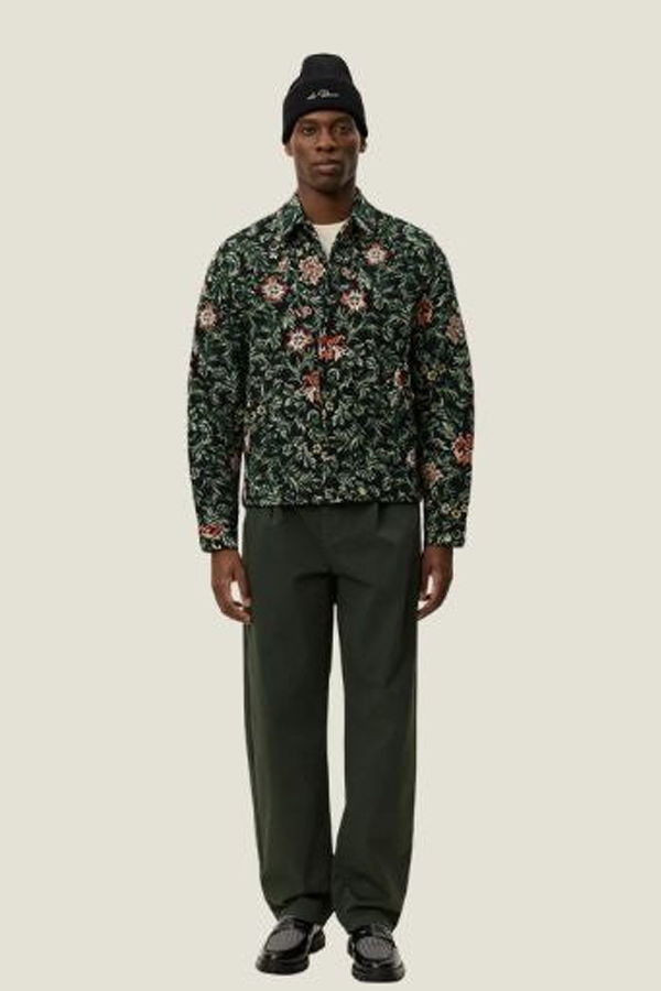 LES DEUX Jaiden Flower Jacquard Overshirt - Black