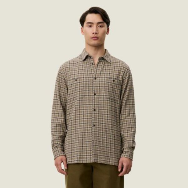 LES DEUX John Check Shirt - Dark Sand