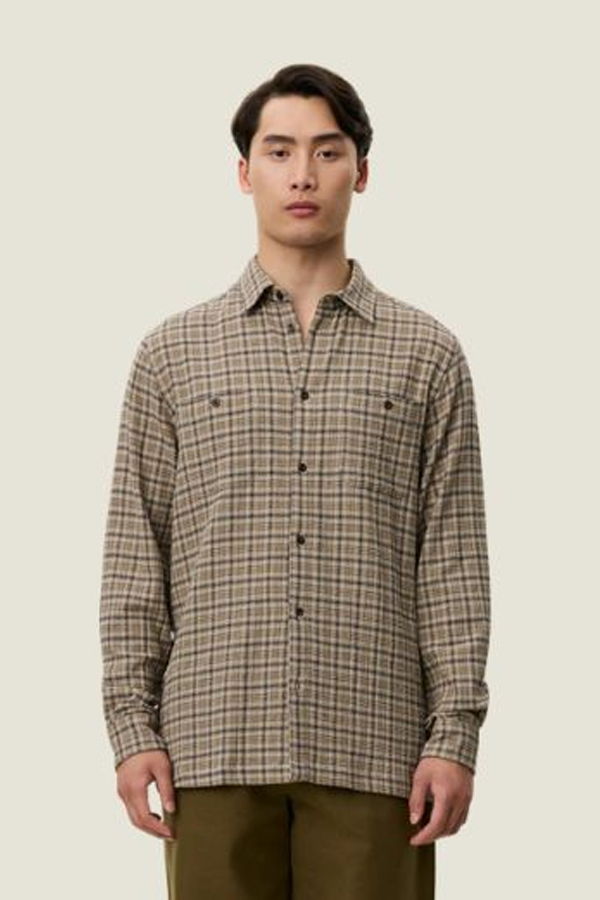 LES DEUX John Check Shirt - Dark Sand