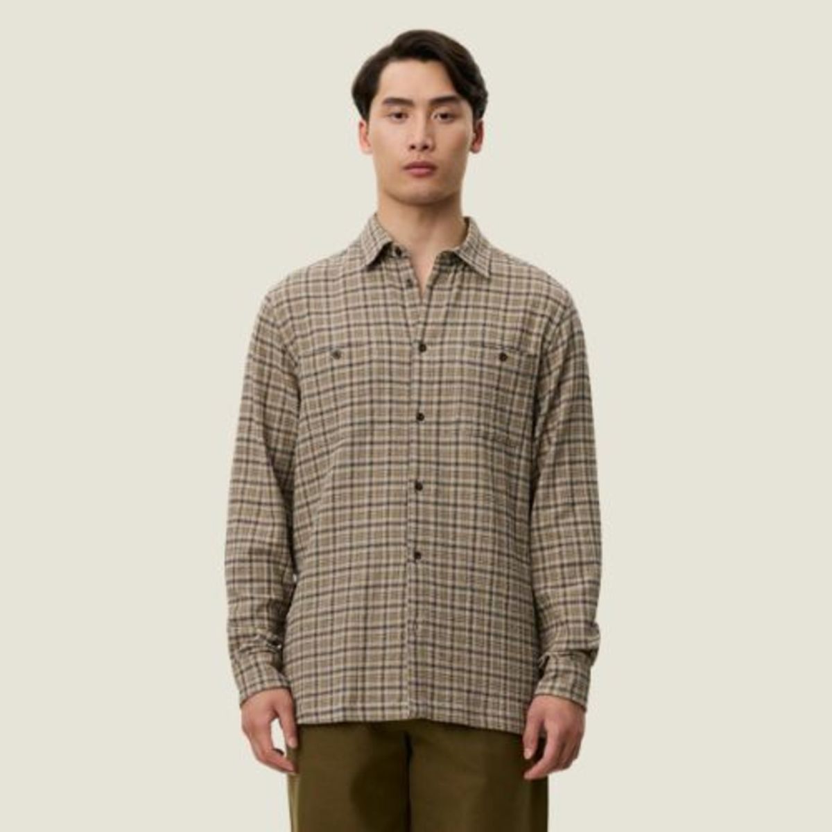 LES DEUX John Check Shirt - Dark Sand - Image 1 of 6
