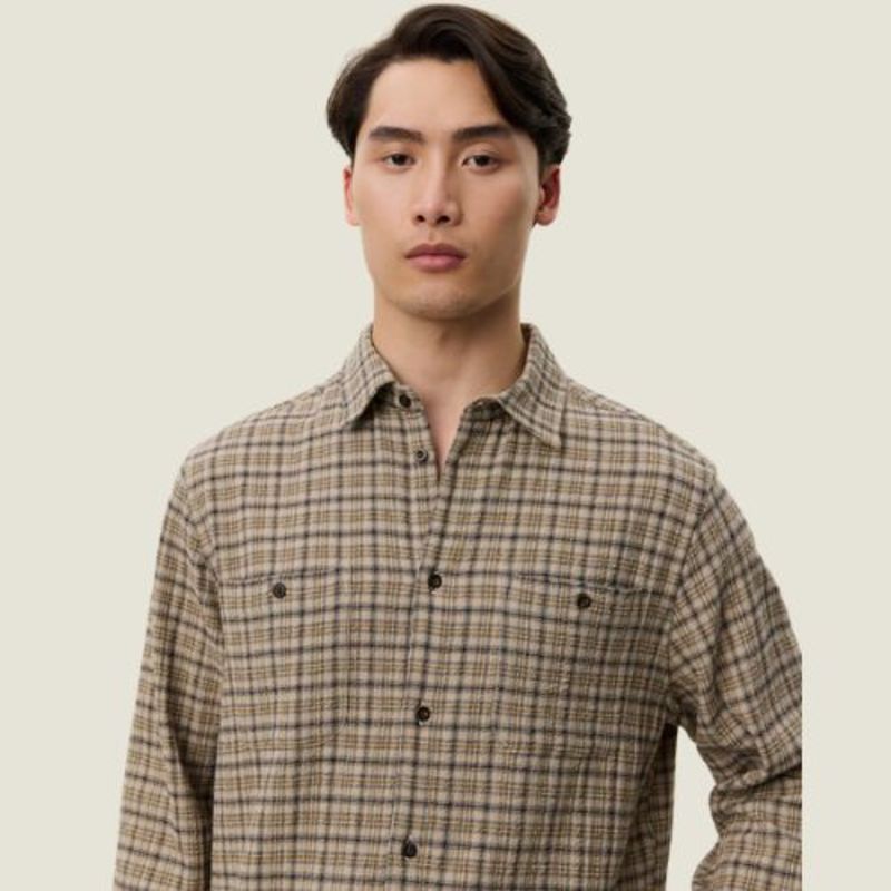 LES DEUX John Check Shirt - Dark Sand