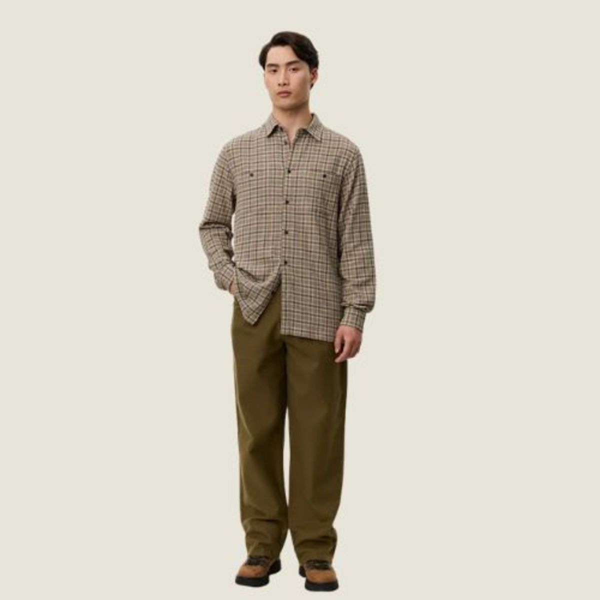 LES DEUX John Check Shirt - Dark Sand - Image 4 of 6