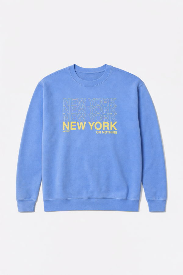 Blue&Cream New York or Nothing Crewneck - Peri/Yellow