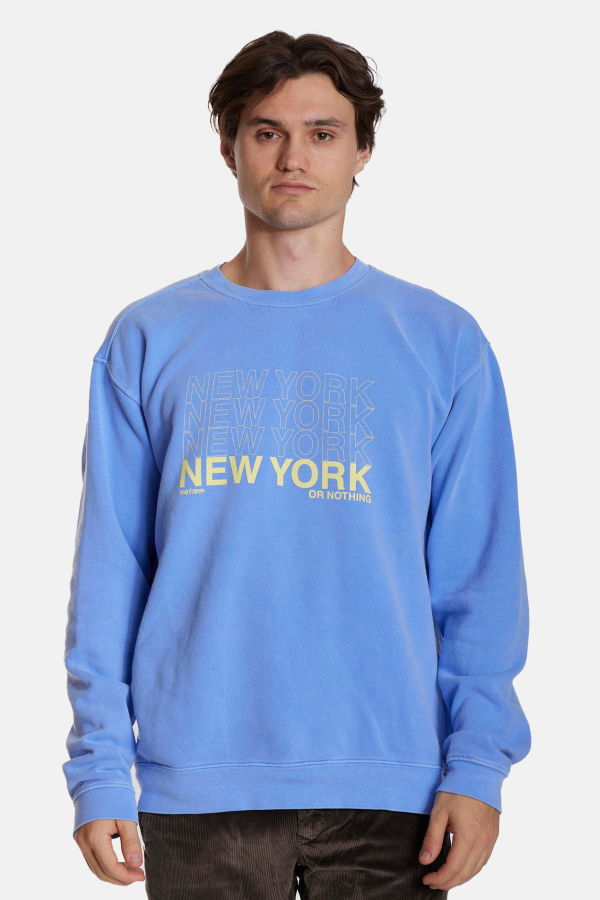 Blue&Cream New York or Nothing Crewneck - Peri/Yellow