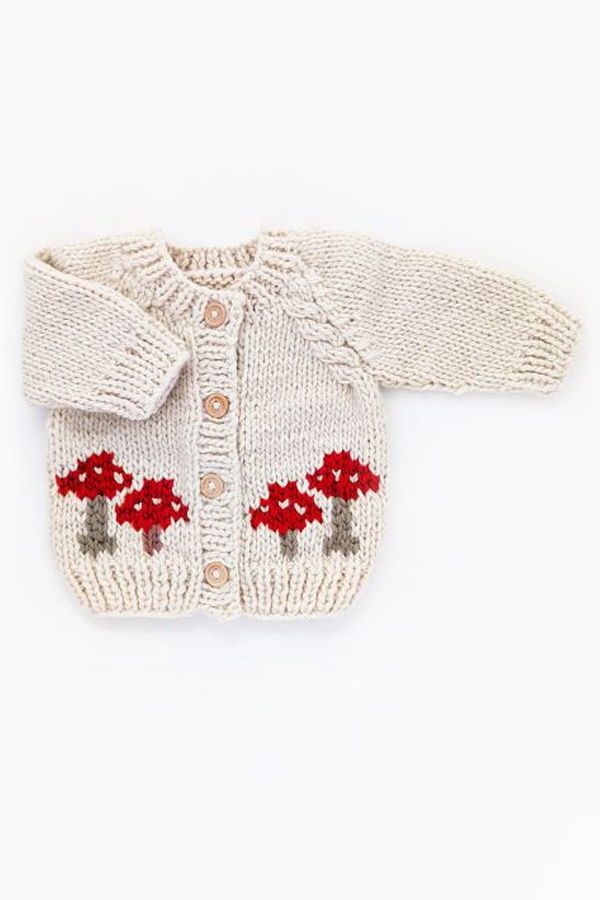KIDS Huggalugs Mushroom Natural Cardigan