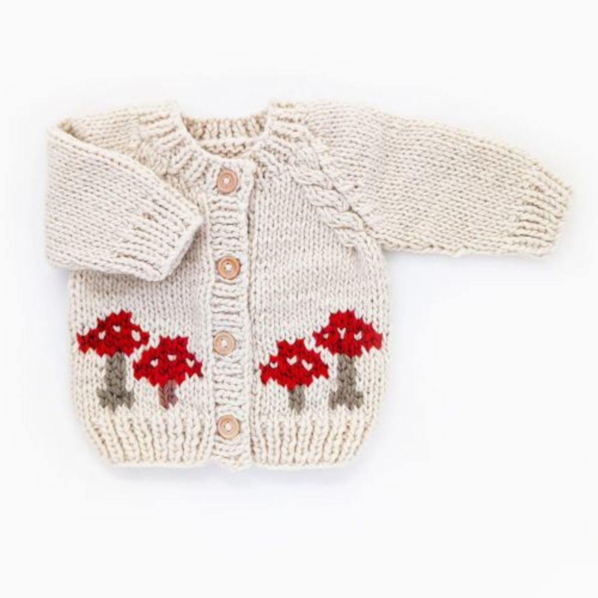 KIDS Huggalugs Mushroom Natural Cardigan - Image 2 of 2