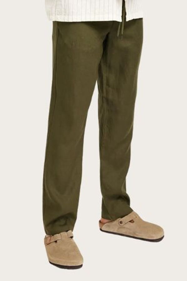 LES DEUX Patrick Linen Pants - Olive Night