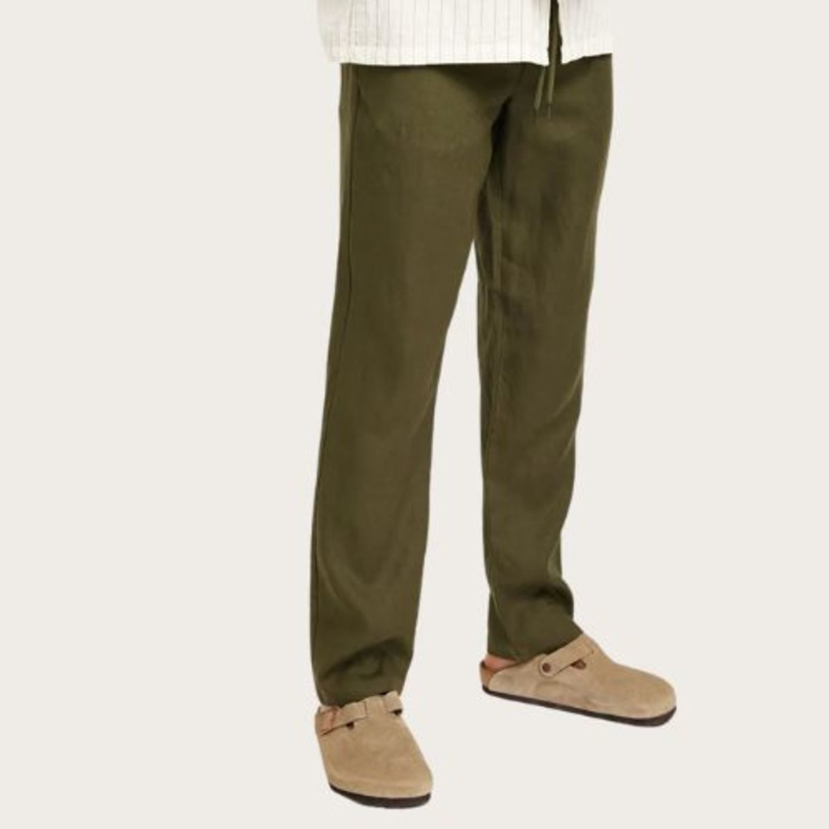 LES DEUX Patrick Linen Pants - Olive Night - Image 1 of 3