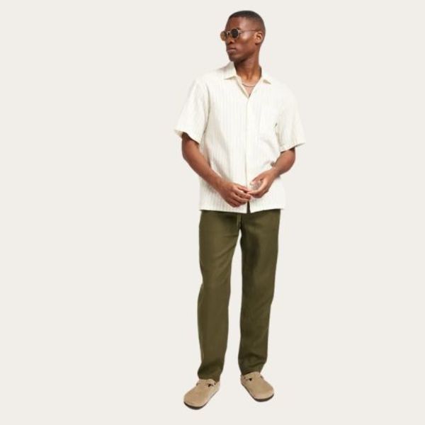 LES DEUX Patrick Linen Pants - Olive Night