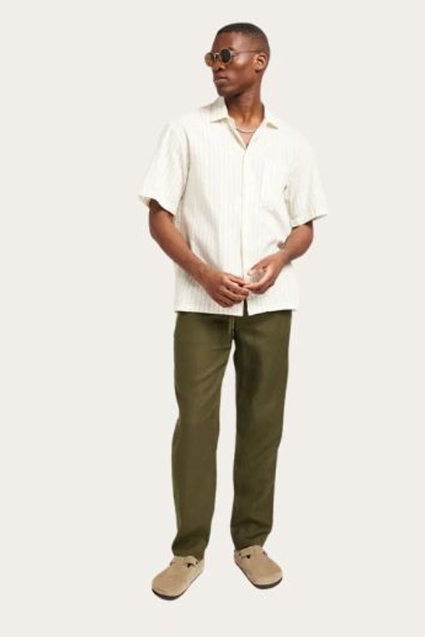 LES DEUX Patrick Linen Pants - Olive Night