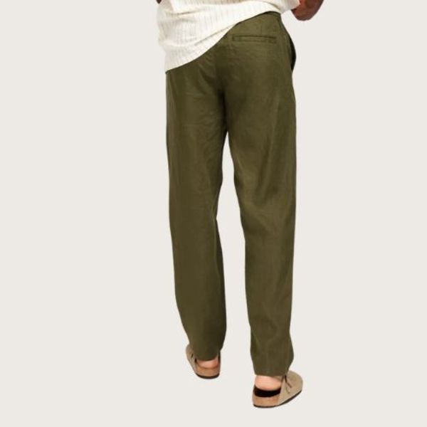 LES DEUX Patrick Linen Pants - Olive Night