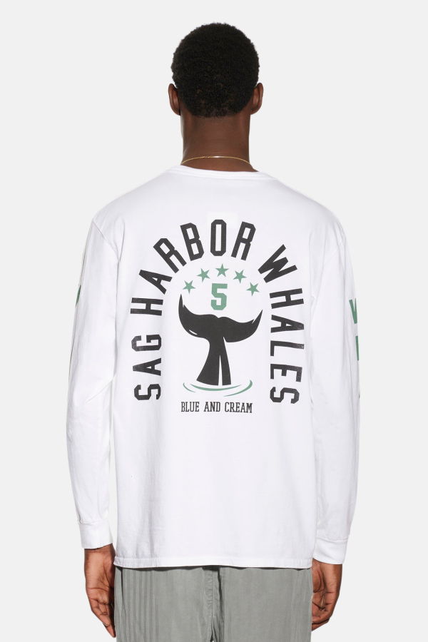 Blue&Cream Sag Harbor Whales Long Sleeve Top - White