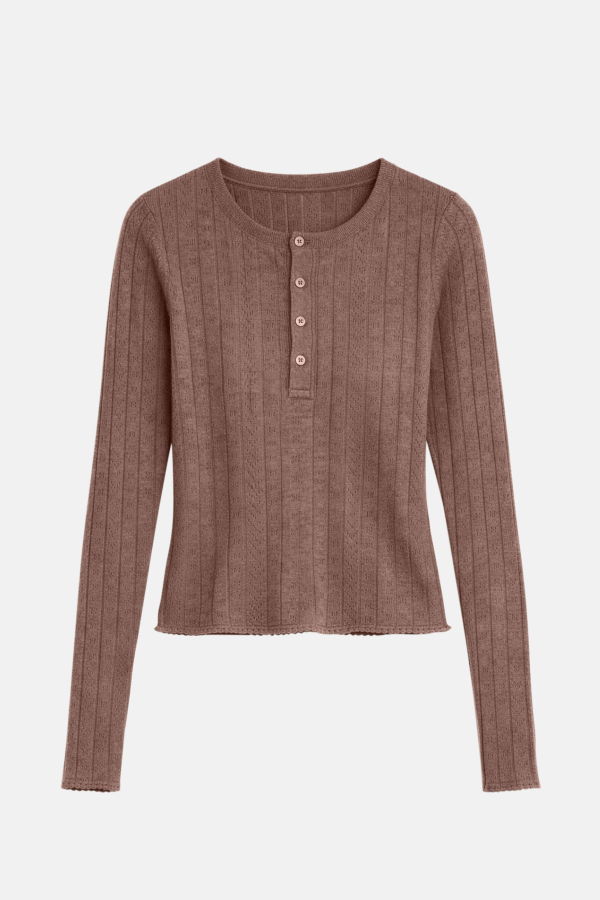 The Tile Club Sylvia Pointelle Henley Top