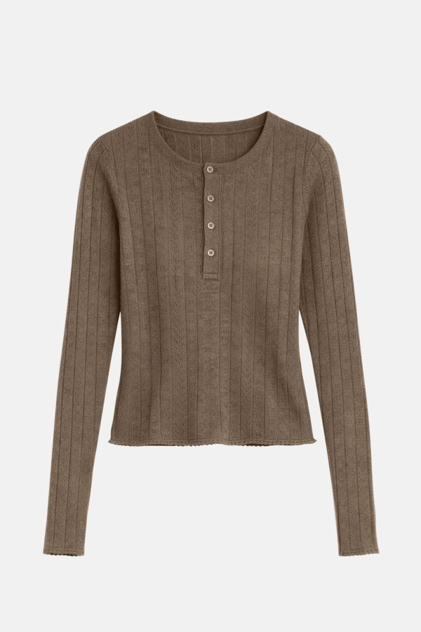 The Tile Club Sylvia Pointelle Henley Top