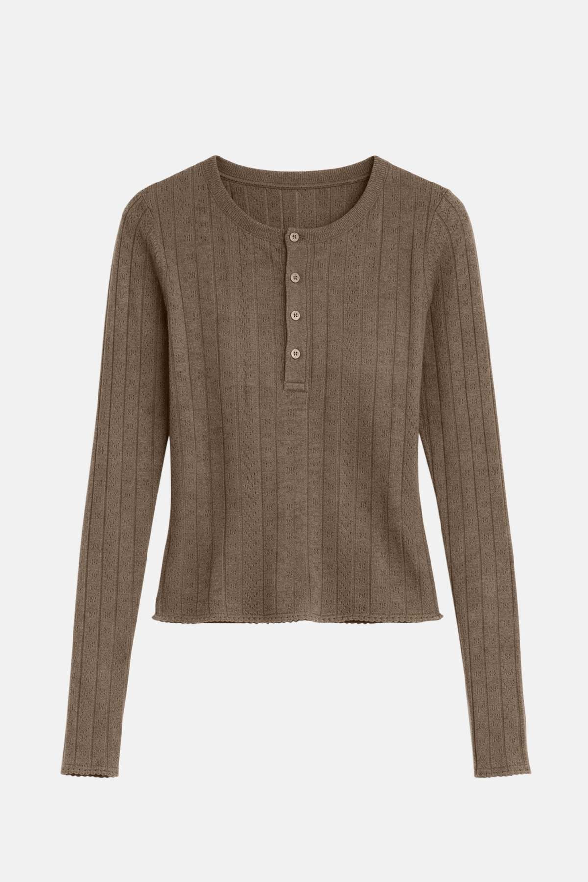 The Tile Club Sylvia Pointelle Henley Top - Image 1 of 7