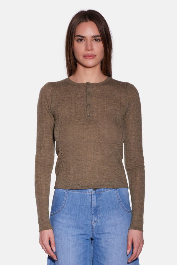 The Tile Club Sylvia Pointelle Henley Top