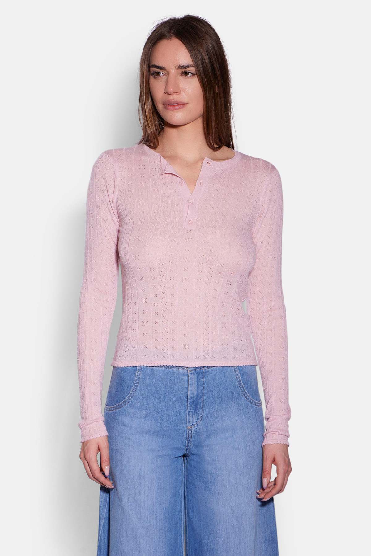 The Tile Club Sylvia Pointelle Henley - Image 4 of 7