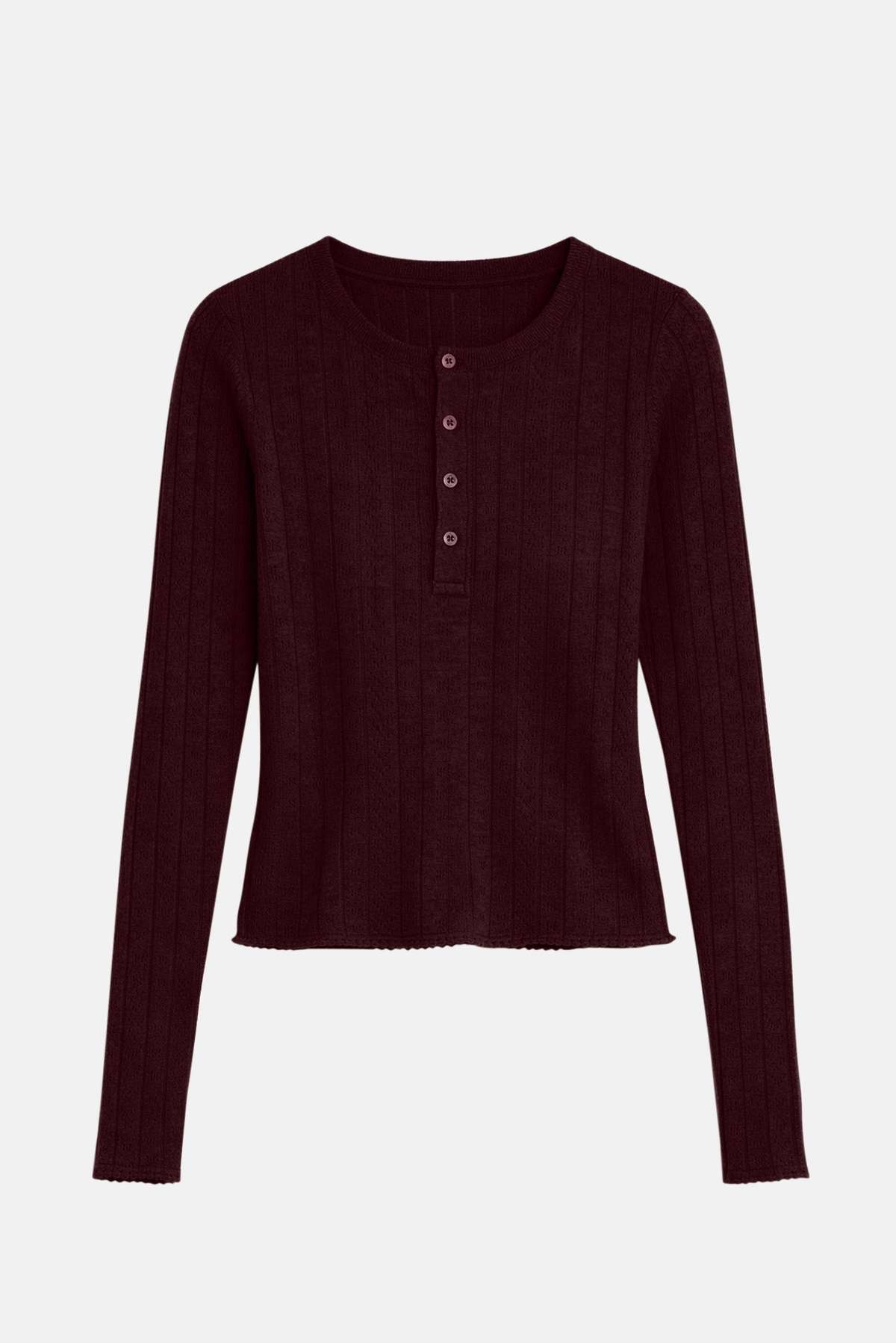 The Tile Club Sylvia Pointelle Henley Top - Image 1 of 5