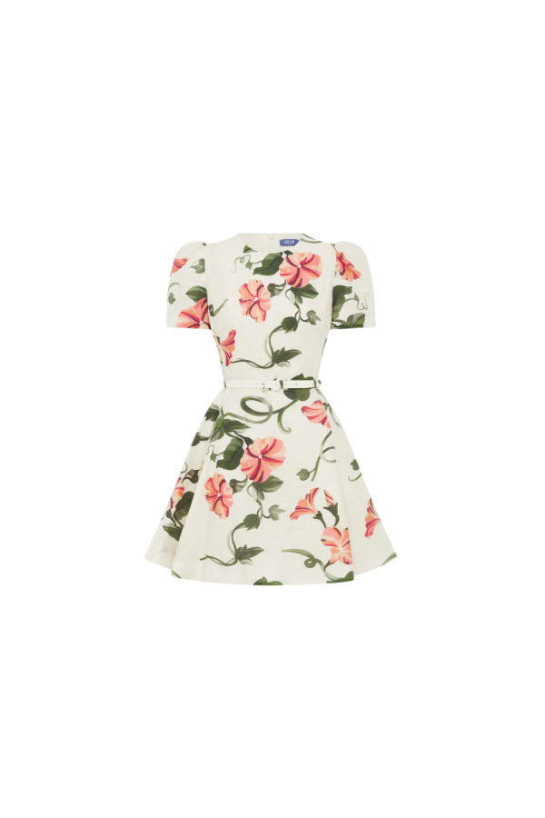 Leo Lin Elyse Short Sleeve Mini Dress - Vine Print In Snow