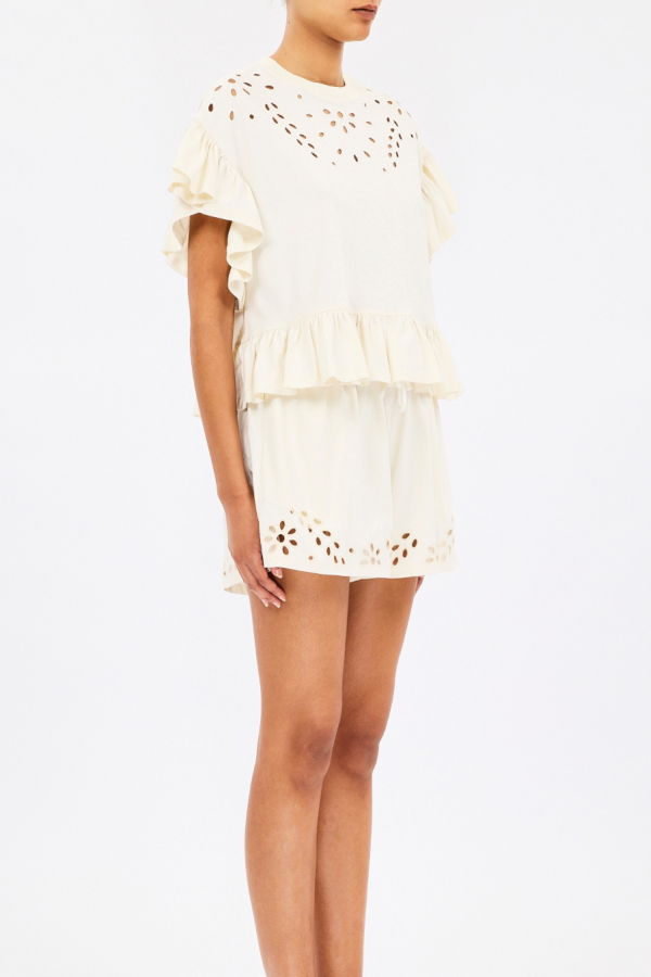 Ulla Johnson Mariana S/S Peplum Top - Cowrie