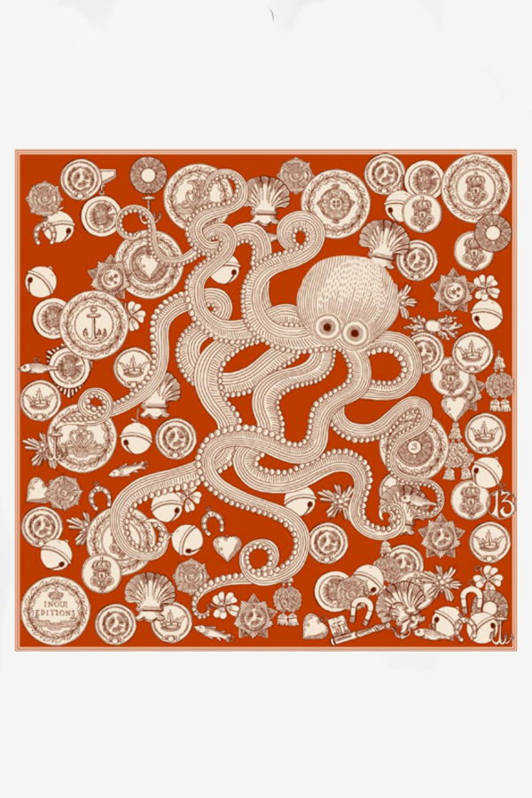 Inouitoosh Square 65 Octopus Scarf - Red