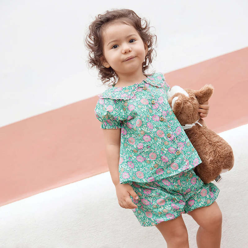 KIDS Bonton Baby Bombe Shorts Prelude Floral Print - Green