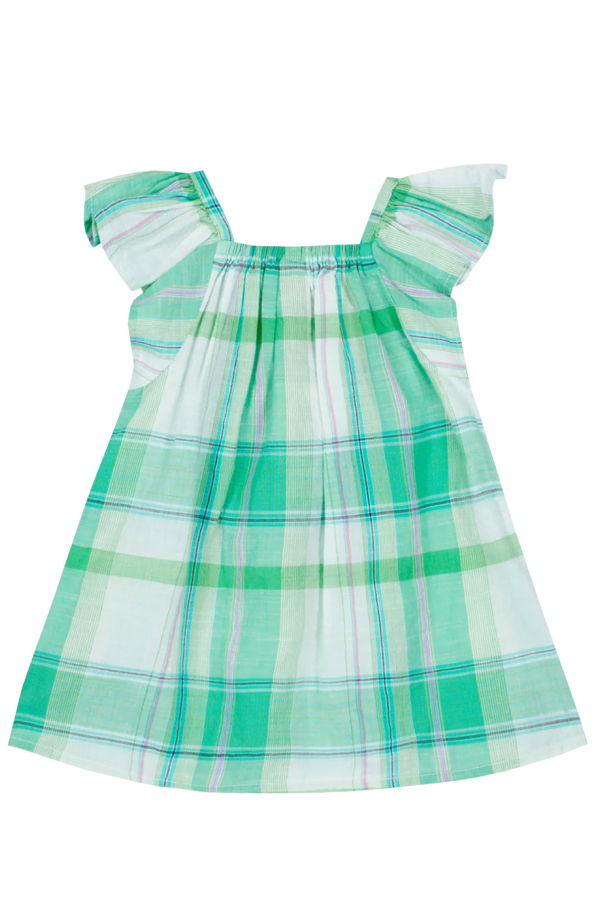 KIDS Bonton Baby Louise Dress Coco Green Plaid Dress - Green