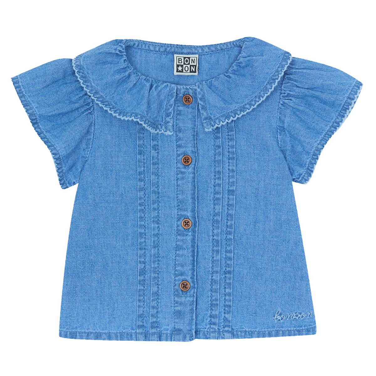 KIDS Bonton Baby Nancy Chambray Blouse - Blue - Image 1 of 1