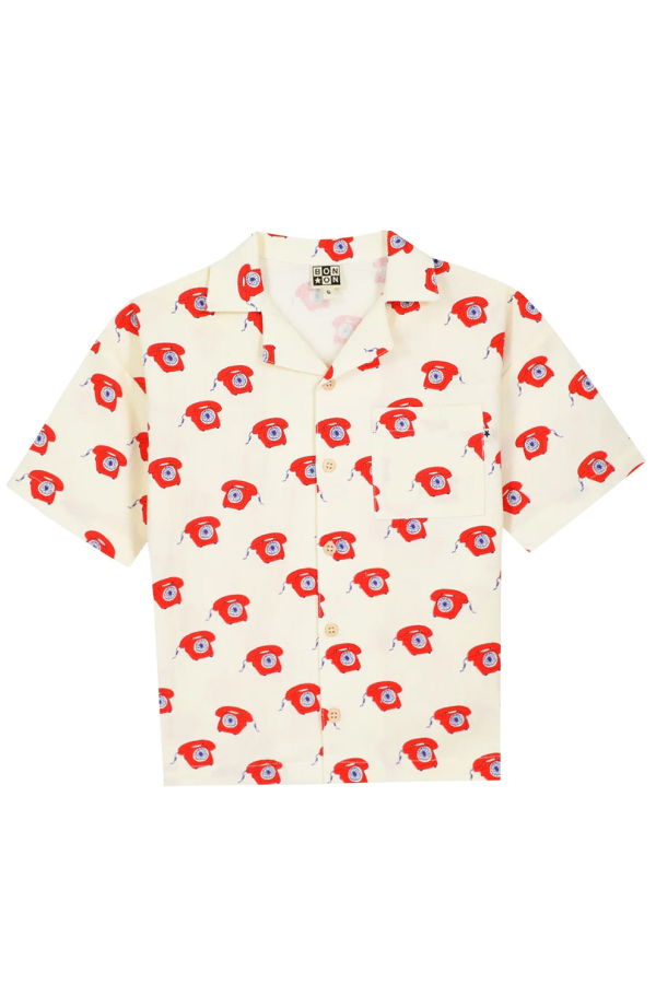 KIDS Bonton Las Vegas Shirt Phone Print - Cream
