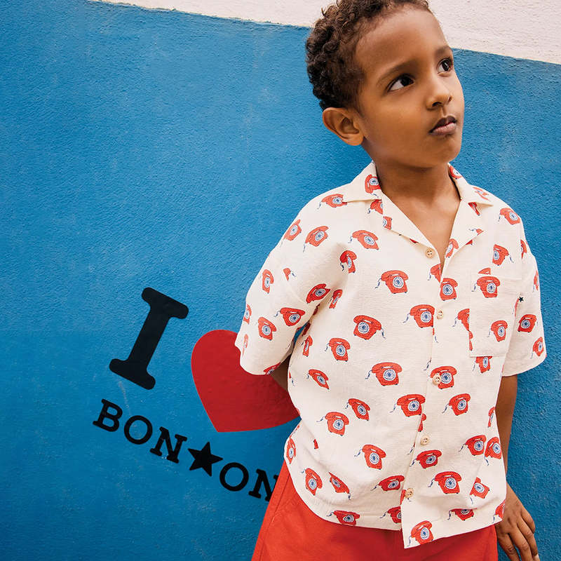 KIDS Bonton Las Vegas Shirt Phone Print - Cream