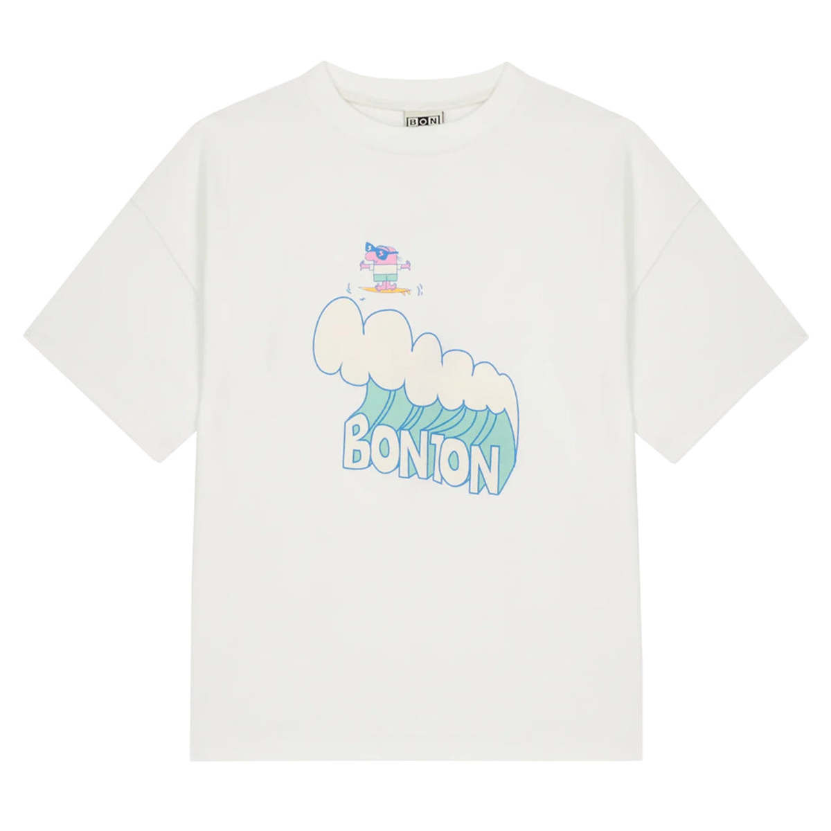 KIDS Bonton Livo Wave Print T-shirt - Ecru White - Image 1 of 4